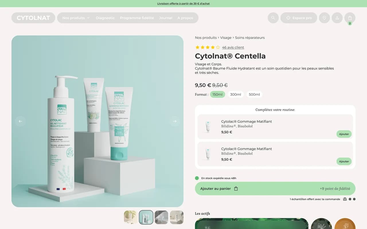 Fiche produit de la boutique Cytolnat, développée en Shopify headless par LOBBI